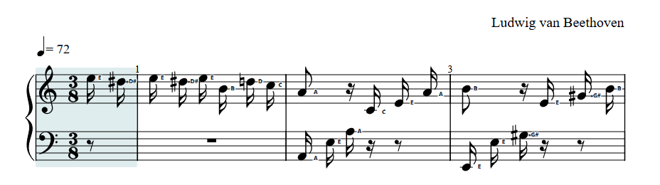 SheetSnap annotated opening phrase with note names alongside the score